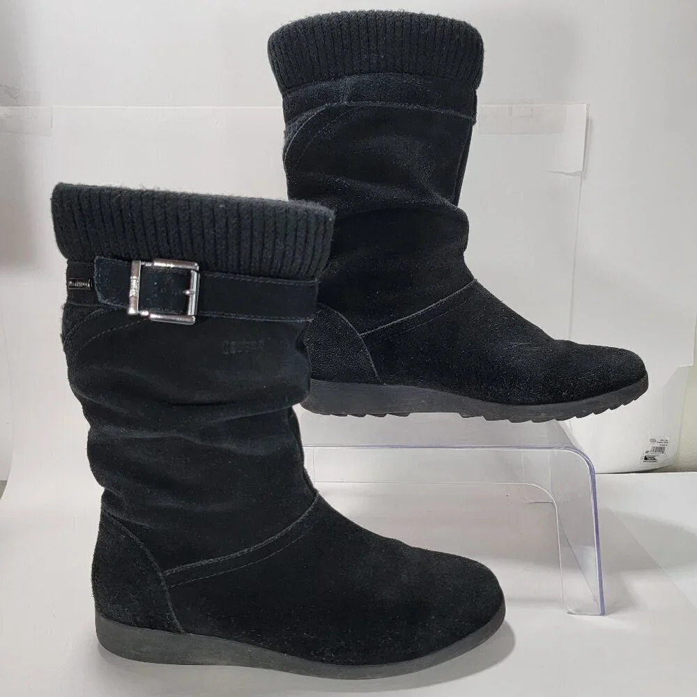Cougar Women's Vienna Boot 7 Black Suede Pull On Slouch Boho Winter Leather